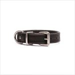 Pl Es Leather Plain Collar Black Md 45cm