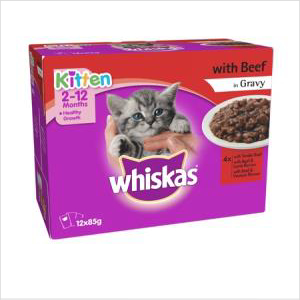 Whiskas Fav Kitten Beef 12x85gm